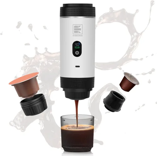 Miniatura 10 de Máquina eléctrica portátil de café expreso, cafetera de viaje compatible con café molido y cápsulas NS (verde con pantalla LCD)