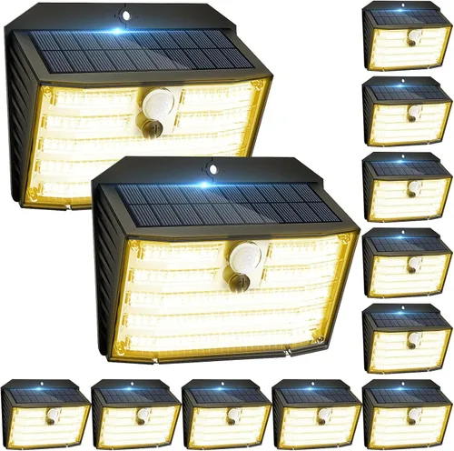 Miniatura 16 de CLAONER Luces solares para exteriores [126 LED], luces inalámbricas con sensor de movimiento, luces de seguridad impermeables IP65, 3 modos, ángulo