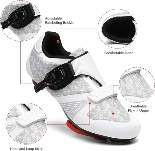 Miniatura 5 de Zapatos de ciclismo unisex para hombres y mujeres, compatibles con zapatos de bicicleta Peloton con tacos Delta para ciclismo de carretera, pedal