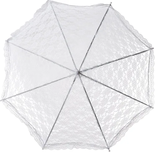 Miniatura 2 de Darice 35058-1 Sombrilla bordada de encaje 32 pulgadas color blanco