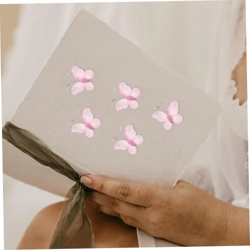 Miniatura 4 de NUOBESTY 50 alas de nailon de organza con purpurina de malla con purpurina para decoración de mariposas, gema decorativa con purpurina para mesa