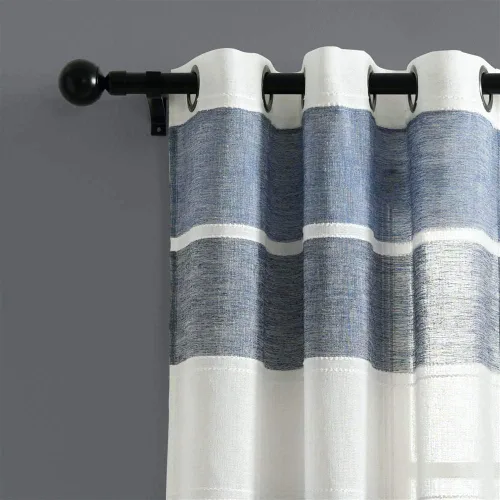 Miniatura 5 de Lush Decor Par de paneles de cortinas transparentes con ojales y textura beige para ventana (84 x 38 pulgadas)