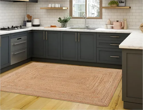 Miniatura 4 de Savi Home Alfombra de yute natural de 4 x 6 pies – Alfombra de granja trenzada tejida a mano de 72 x 48 pulgadas, alfombra de entrada en telar