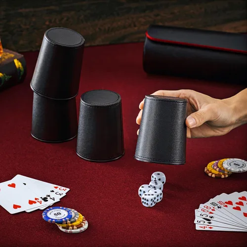 Miniatura 5 de Liliful El juego de 2 tazas de cuero incluye 10 tazas de juego de cuero, 50 dados y 2 fundas de almacenamiento con cierre magnético, regalo de juego