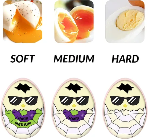 Miniatura 3 de Lasubst Temporizador de huevos que cambia de color para hervir huevos, morado y verde