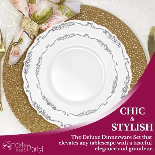 Miniatura 4 de Elegantes platos de plástico desechables, platos llanos de plástico, platos desechables para fiestas, platos de plástico desechables, platos