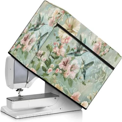 Miniatura 27 de Mumeson Cubierta antipolvo para máquina de coser de gatos negros con flores, para la mayoría de máquinas de coser estándar, plegable, duradera