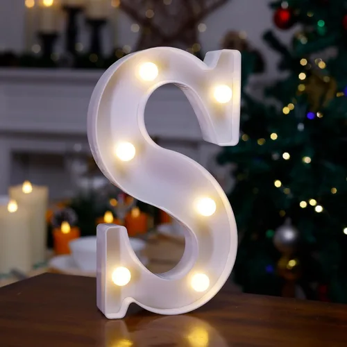 Miniatura 23 de Letrero LED de Marquesina con Letras Iluminadas, Letrero del Alfabeto Iluminado, Luces LED de Letras con Batería para Luz Nocturna, Boda
