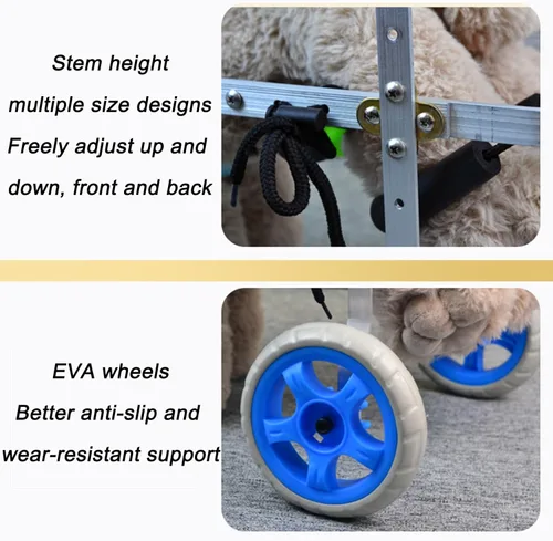 Miniatura 5 de Silla de ruedas ajustable para perro, silla de ruedas para mascotas de 2 ruedas, silla de ruedas ligera para perros y patas traseras, carrito