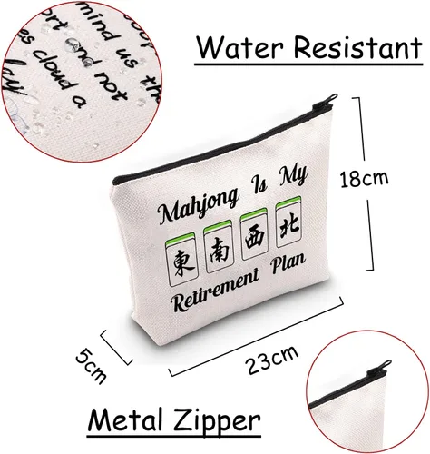 Miniatura 2 de JXGZSO Novedad Mahjong Cosméticos Bolsa Mahjong Amante Regalo Mahjong is My Retirement Plan Board Game Zipper Purse Gift Lucky Mahjong Player