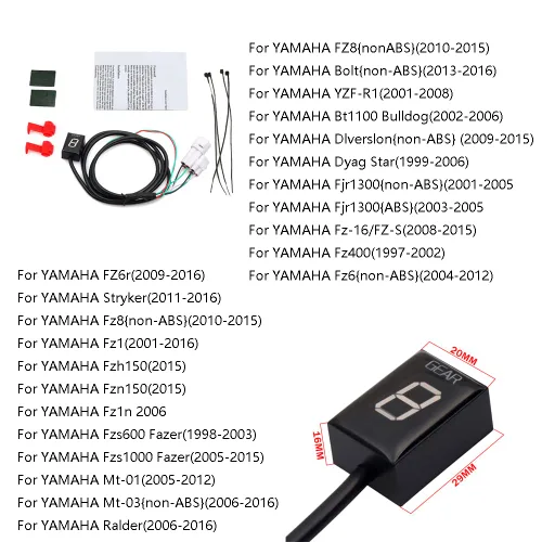 Miniatura 4 de Impermeable 1-6 velocidades LED Indicador digital de engranajes Medidor de pantalla para Yamaha FZ6 FZ6R FZS600 FZS1000 Fazer XJ6 YZF-R6 R6S R1 FZ8