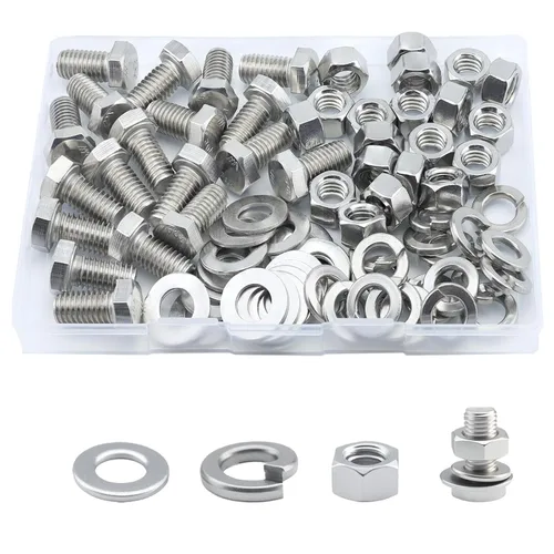 Miniatura 7 de Tornillo de cabeza hexagonal 1/4-20 x1 (20 unidades), tuercas de bloqueo, kits de arandelas planas y de bloqueo, acero inoxidable 304 18-8