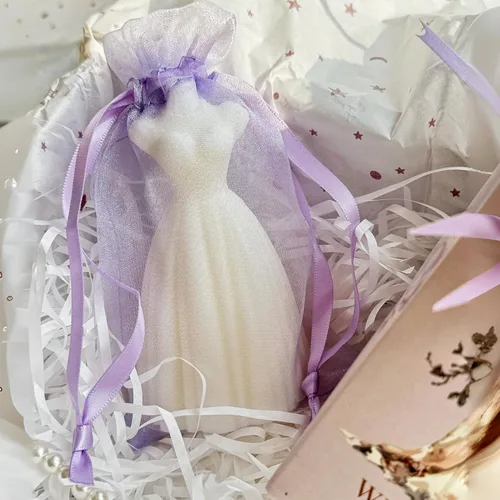 Miniatura 6 de QIANF 20 bolsas de regalo de organza transparente lavanda de 4 x 6 pulgadas con cordón, bolsas de golosinas, bolsa de malla para joyas, bolsa