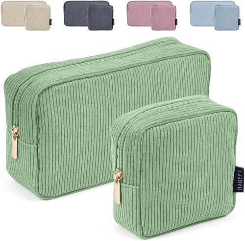 Miniatura 12 de MAGEFY Pequeña bolsa de maquillaje para bolso, mini bolsa de cosméticos de pana, linda bolsa cosmética para mujeres con bolsillos deslizantes