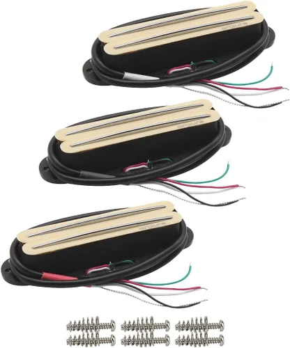 Miniatura 7 de OriPure Pastillas de doble carril caliente Alnico5 Humbucker de un solo tamaño de bobina 15-16K Fit ST/SQ Style Guitarra eléctrica, color negro