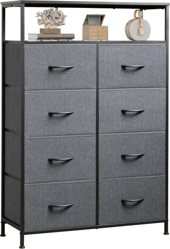 Miniatura 21 de WLIVE - Cómoda de tela para dormitorio, cómoda alta con 8 cajones, torre de almacenamiento con contenedores de tela, cómodas dobles, cómoda