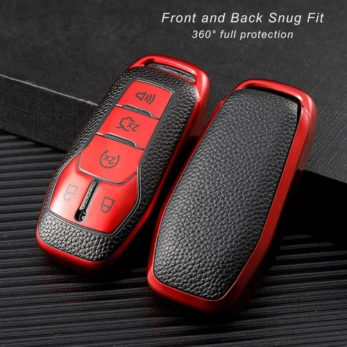 Miniatura 3 de Funda para llavero para Ford F150 Explorer Fusion Mustang Edge Lincoln MKZ MKC MKX TPU suave accesorios para automóvil inteligente (rojo)