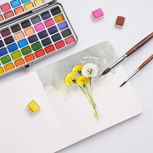 Miniatura 9 de Fuumuui - Diario de acuarela, libro de acuarela de 5.5 x 5.5 pulgadas con 30 hojas, papel de algodón de 140 libras (300 GSM) para pintar, dibujar