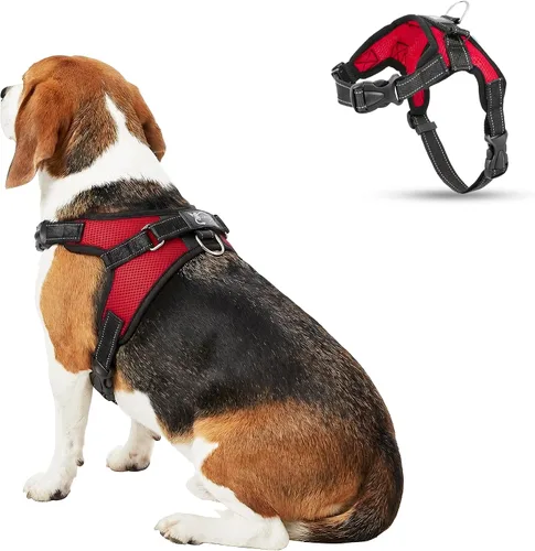 Miniatura 28 de Arnés ajustable reflectante para perro con asa evita tirones, XXS, Negro