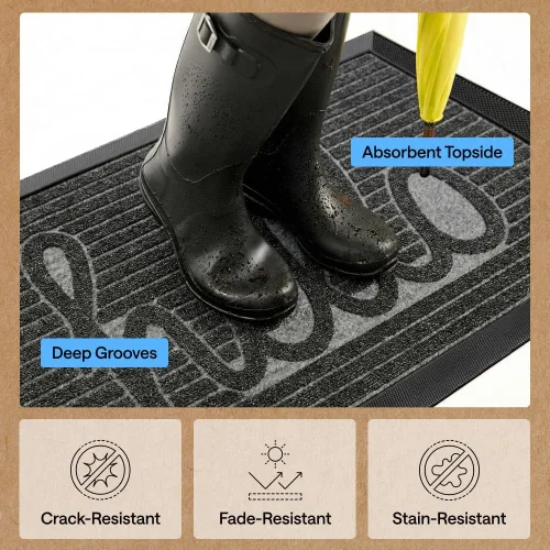Miniatura 5 de Gorilla Grip WeatherMax - Tapete para todas las estaciones 100% impermeable, 23x35 pulgadas, goma natural duradera, resistente a manchas y Carbón