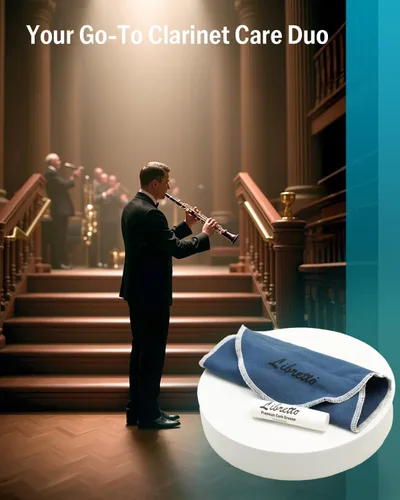 Miniatura 7 de Libretto Kit de limpieza de clarinete + kit de grasa de corcho, mantenimiento esencial Hisopo de microfibra con forma de lágrima azul y grasa