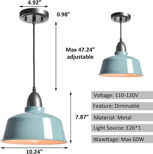 Miniatura 6 de Luces Colgantes Azules de Granja Moderna para Isla de Cocina Macarons Cúpula Lámpara Colgante para Hogar Bar Encimera Cantina Comedor Dormitorio