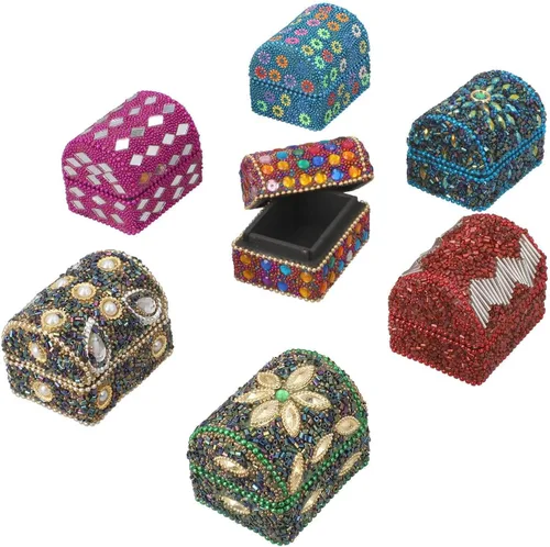 Shop LC Jewelry - Caja organizadora de almacenamiento hecha a mano, juego de 7 cajas de madera multicolor con cuentas, regalos de cumpleaños