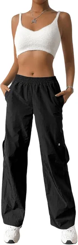 Miniatura 5 de Verdusa Pantalones cargo elásticos de cintura alta y pierna recta para mujer