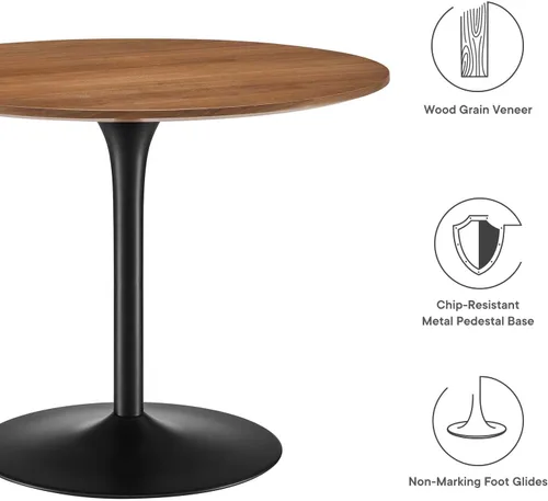 Miniatura 6 de Modway EEI-6313-WAL-BLK Pursuit - Mesa de comedor de 40 pulgadas, color negro nogal