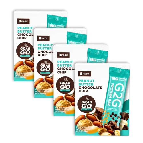 G2G Barra de proteínas, chispas de chocolate con mantequilla de maní, comida real, refrigerada para frescura, aperitivo saludable, delicioso