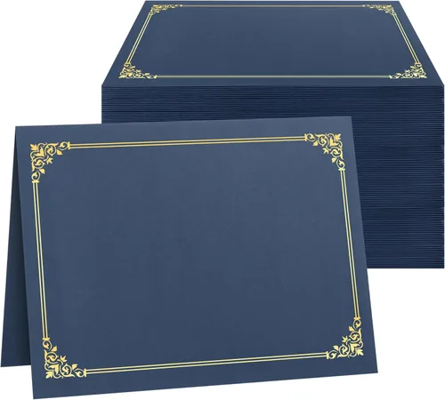 Miniatura 8 de Portacertificados SUNEE (Azul Marino, 30 paquetes), cubiertas de diploma con borde de papel dorado, para certificados de tamaño carta 8.5x11