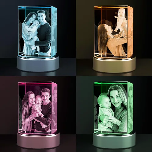 Miniatura 5 de Foto de cristal 3D, regalos personalizados de Navidad para mujeres, mamá, ella, esposa, pareja, novia, imagen personalizada grabada con láser