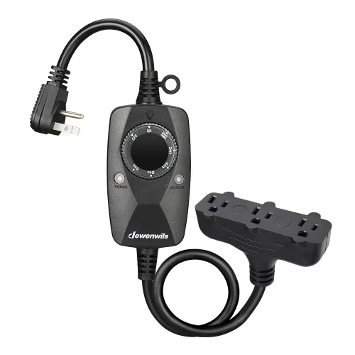 DEWENWILS Temporizador de luz para exteriores resistente a la intemperie con cable de extensión de 2 pies, interruptor temporizador de fotocélula