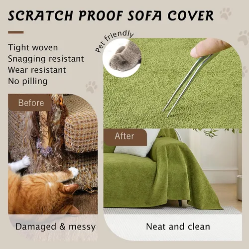 Miniatura 3 de PuTian Funda de sofá 100% impermeable para perros, antiarañazos, lavable, antideslizante, manta de funda de 2 cojines para sofá silla reclinable