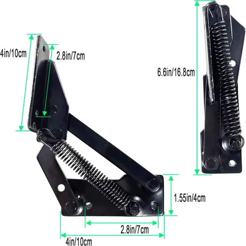 Miniatura 2 de Bisagra de resorte (1 par) Soporte de elevación plegable de 90 grados, bisagra de sofá cama, adecuado para puertas de gabinete, cajas