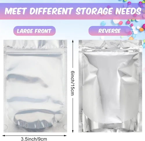 Miniatura 2 de Ctosree 200 bolsas de alimentos de pie, bolsas de caramelos, sellables, parte delantera transparente resistente con parte trasera de papel de 3.5" x