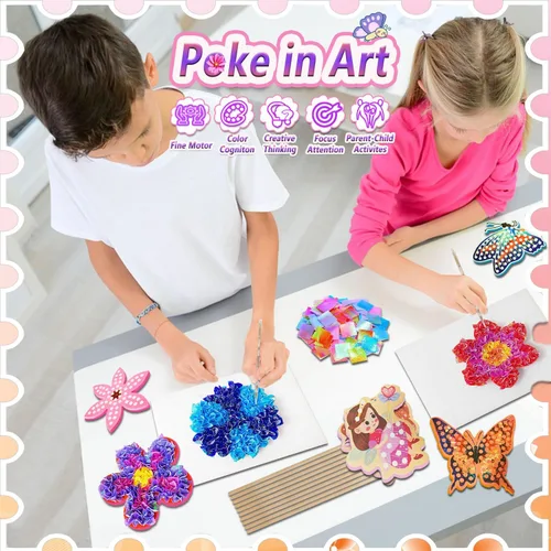 Miniatura 2 de JRD&BS WINL Kit de Arte Divertido de Pinchar para Niños de 3 años en adelante, Juego de Decoración Creativa de Ramo de Flores, Juego de Arte Libre