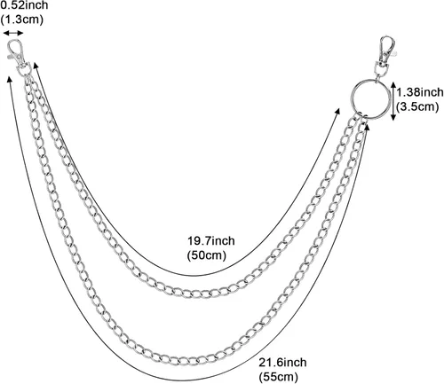 Miniatura 3 de PHOGARY 3 Pieces Jeans Chains Wallet Chain Pants Chain Pocket Chain Hip Hop Rock Chains Belt Chain Biker Trouser Chain