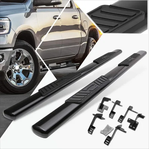 Miniatura 8 de (2 piezas) barras de paso Nerf redondas negras de 3 pulgadas compatibles con Ram 19-20 1500 Pickup Crew Cab