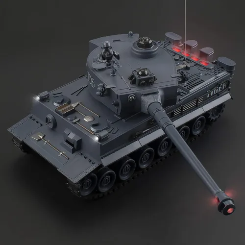 Miniatura 3 de BEAURE Tanques RC, 1:28 WW2 Tanque Alemán Tiger Juguetes para Niños, 9 Canales Vehículos de Control Remoto con Sonido y Luz, Juguetes Militares RC