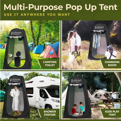 Miniatura 8 de Outsmart Gadgets Juego de inodoro portátil para exteriores para adultos con linterna nocturna de campamento, inodoro plegable XL, tienda de campaña
