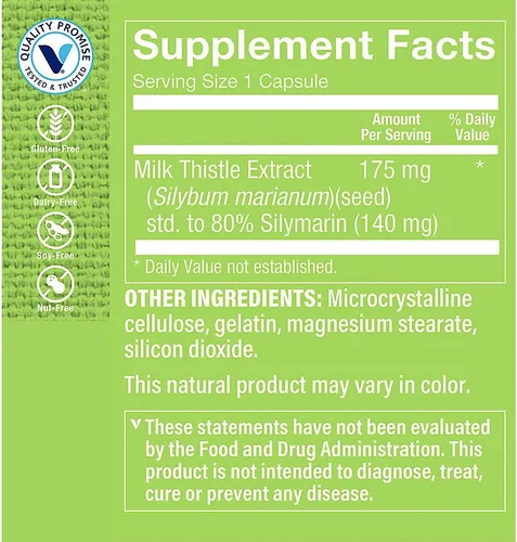 Miniatura 2 de The Vitamin Shoppe Cardo mariano 175 mg - Apoyo a la salud hepática, desintoxicación y protección antioxidante (100 cápsulas)