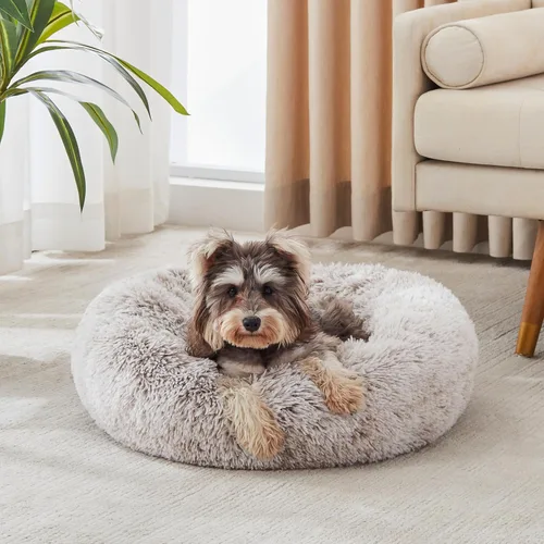 Miniatura 80 de WESTERN HOME WH Cama calmante para perros y gatos, dona acogedora anti-ansiedad, cama redonda cálida y acogedora de piel sintética, suave y azul