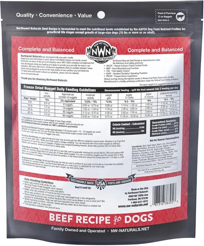 Miniatura 7 de Northwest Naturals Alimento liofilizado para perros de carne de res – Nuggets de tamaño bocado – Sin granos, alta proteína, dieta cruda