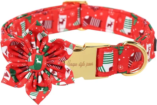Miniatura 19 de Unique style paws Collar de perro con flor, collar de perro ajustable, patrón de flores, collar duradero para mascotas para perros pequeños, Flor