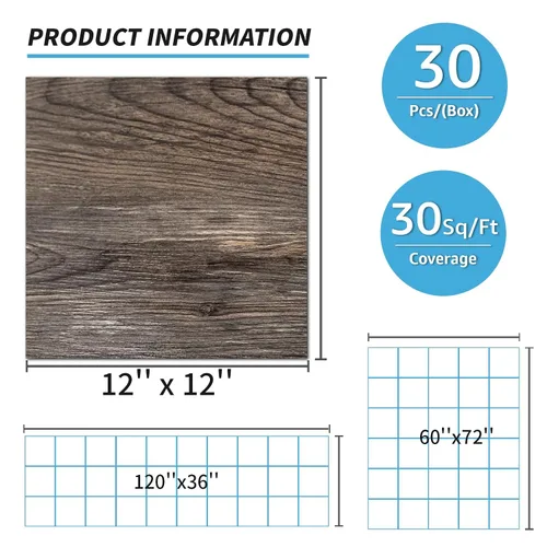 Miniatura 6 de Art3d Azulejos de vinilo para pegar y desprender 30 unidades 30 x 30 cm, Suelos autoadhesivos impermeables con aspecto de tablones de madera