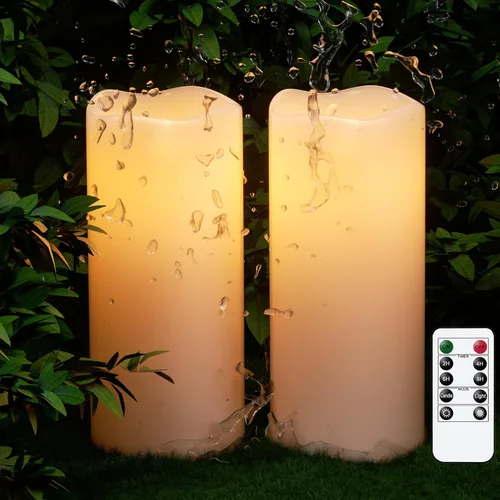 Miniatura 8 de GenSwin Velas parpadeantes sin llama, velas LED impermeables con control remoto y temporizador, velas de pilar de mecha 3D que funcionan