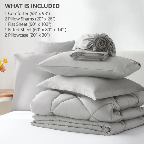 Miniatura 325 de CozyLux Juego de edredón tamaño King, color naranja quemado, toda la ropa de cama en una sola bolsa, 7 piezas: edredón, fundas de almohada