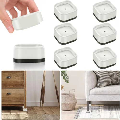 Miniatura 8 de Paquete de 12 elevadores de muebles de 1, 2 o 3 pulgadas, elevadores de cama ajustables resistentes para mesa, escritorio, sofá, silla, gabinete