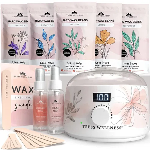 Miniatura 14 de Kit de depilación Tress Wellness para piel sensible, seguro para cara y piel, spray de preparación y cuidado posterior, fácil de usar, kit para uso